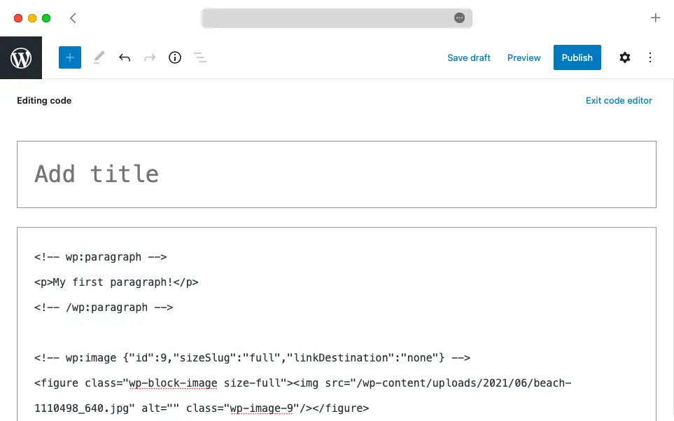 The Code Editor significantly changes the appearance of the WordPress Block Editor.