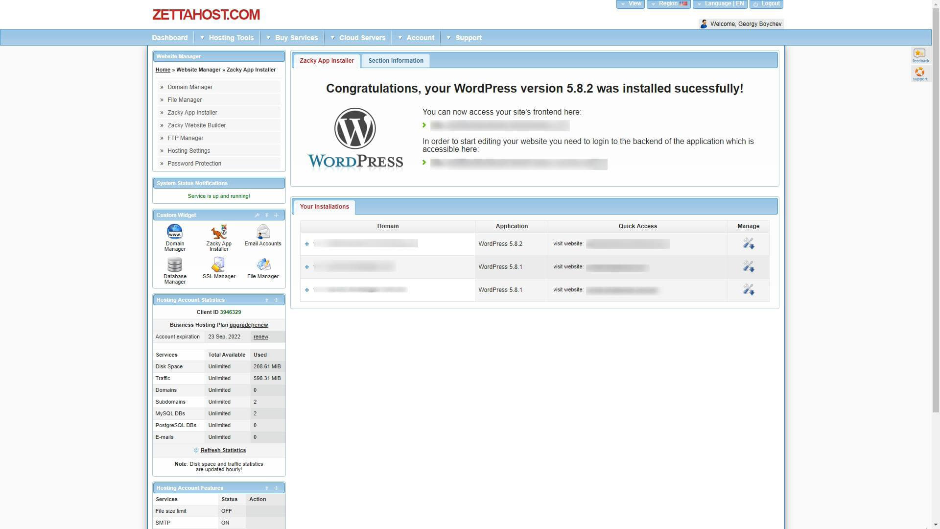 WordPress Installation Finale