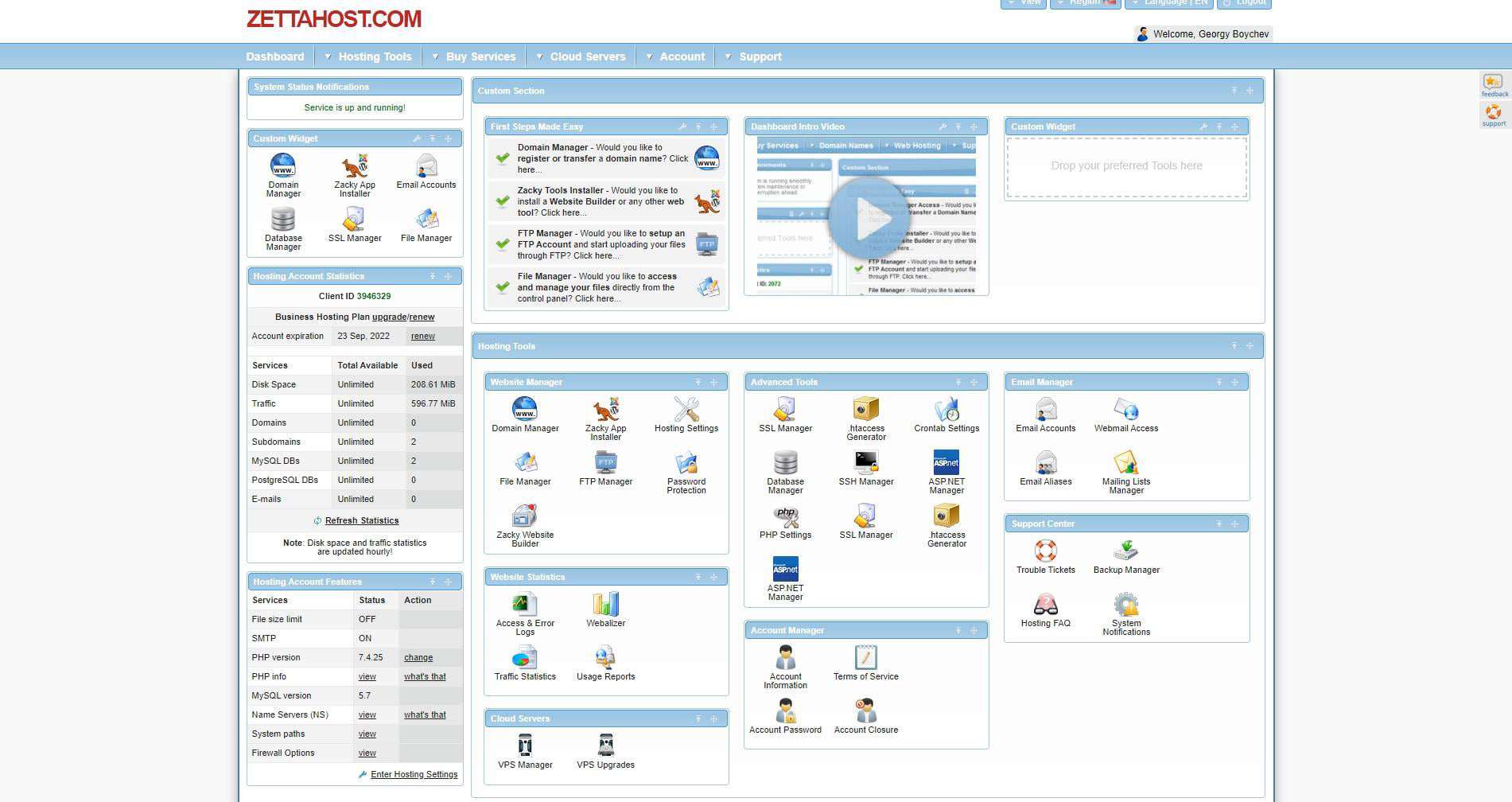 ZETTAHOST.com Admin Panel