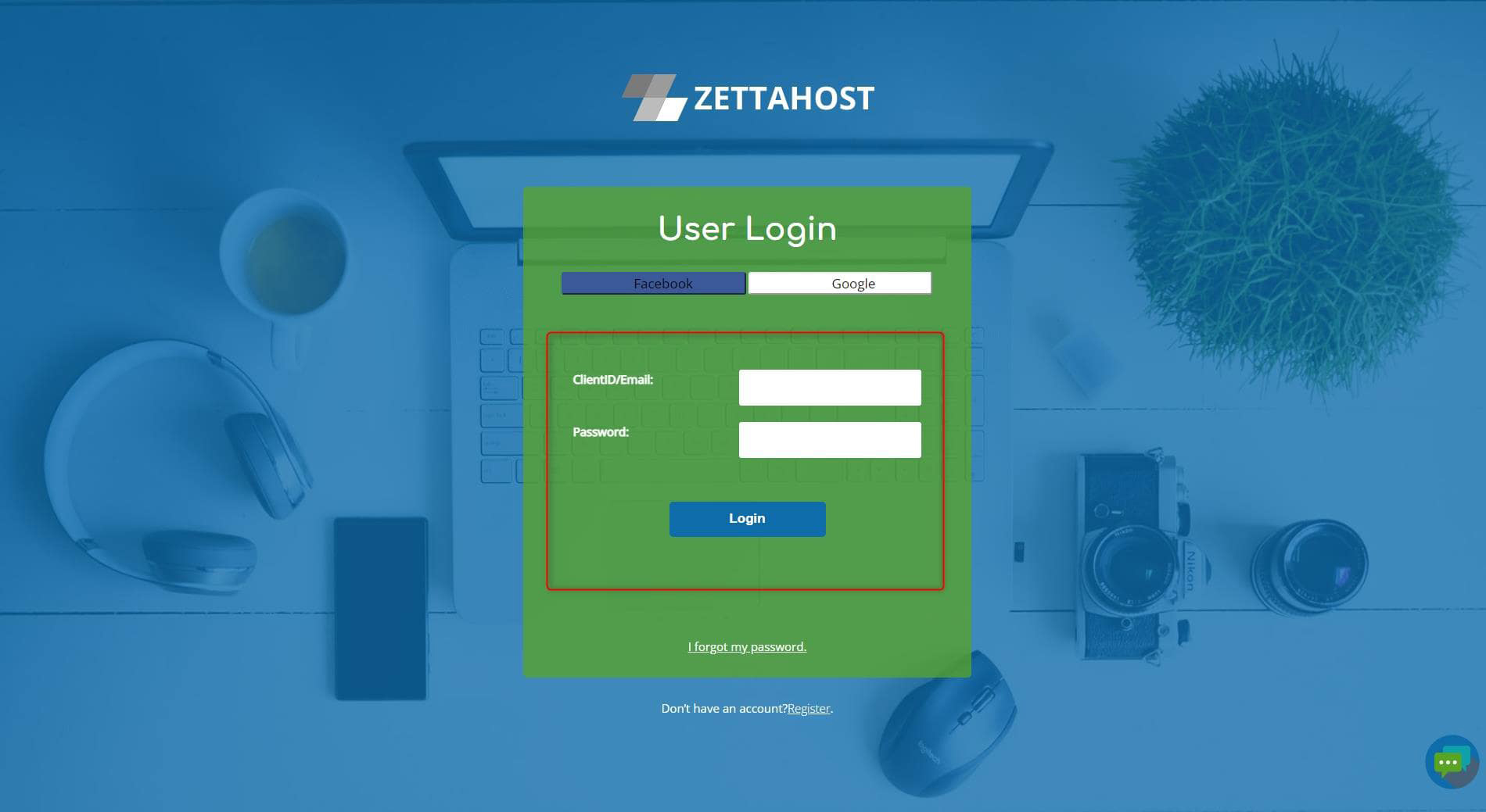 ZETTAHOST.com USER LOGIN BOX