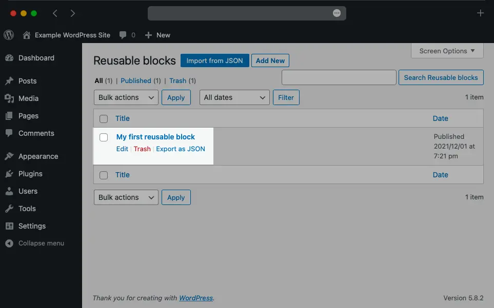 You can choose to edit a reusable block through the Reusable Blocks Manager.