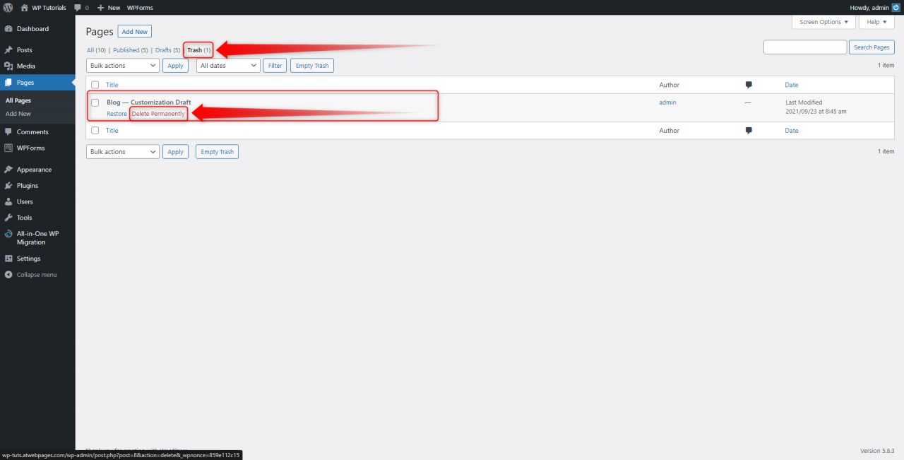 remove my wordpress blog