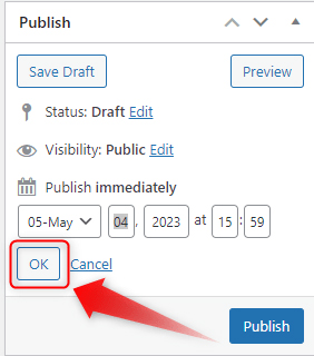 WordPress Save Publication Settings