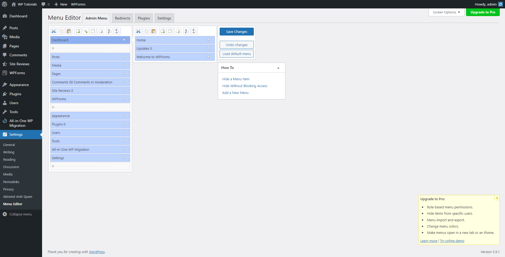 WordPress Admin Panel Customize Dashboard