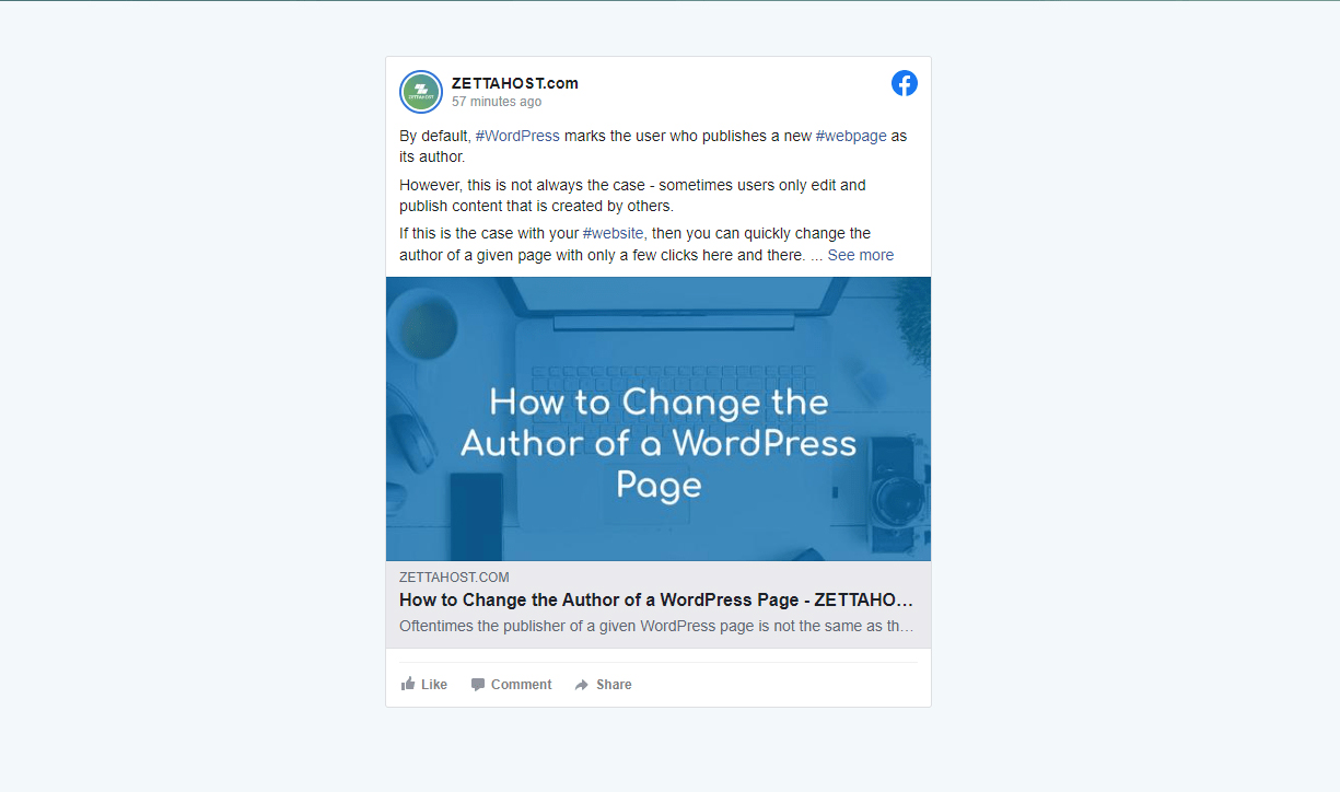 WordPress embed facebook post preview