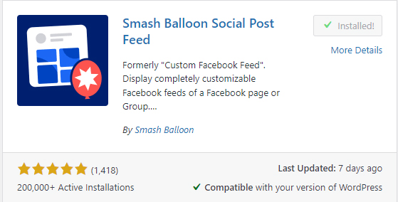 Smash Baloon Social Post Feed Plugin
