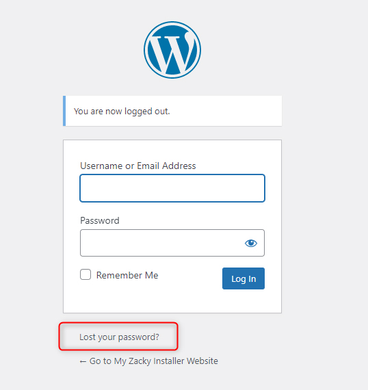 WordPress Login Screen