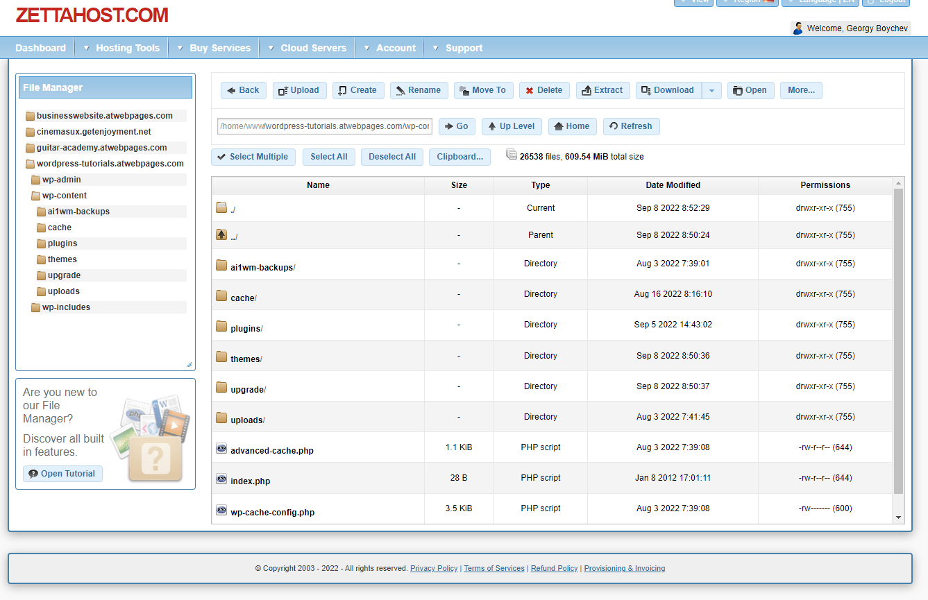 Zettahost Hosting Panel File Manager