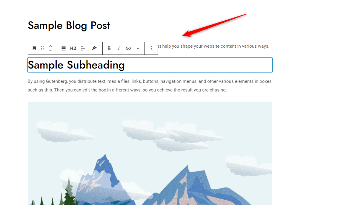 WordPress Gutenberg Block Editor sample text