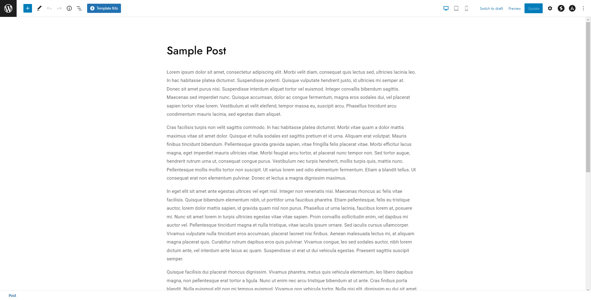 WordPress Sample Post Gutenberg