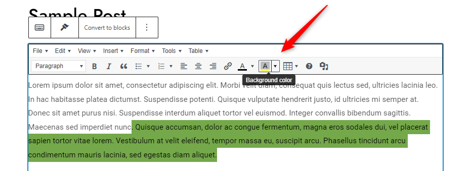 WordPress Background Text Options