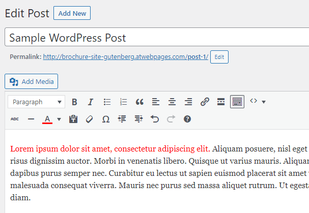 WordPress Classic Editor Change Text Color