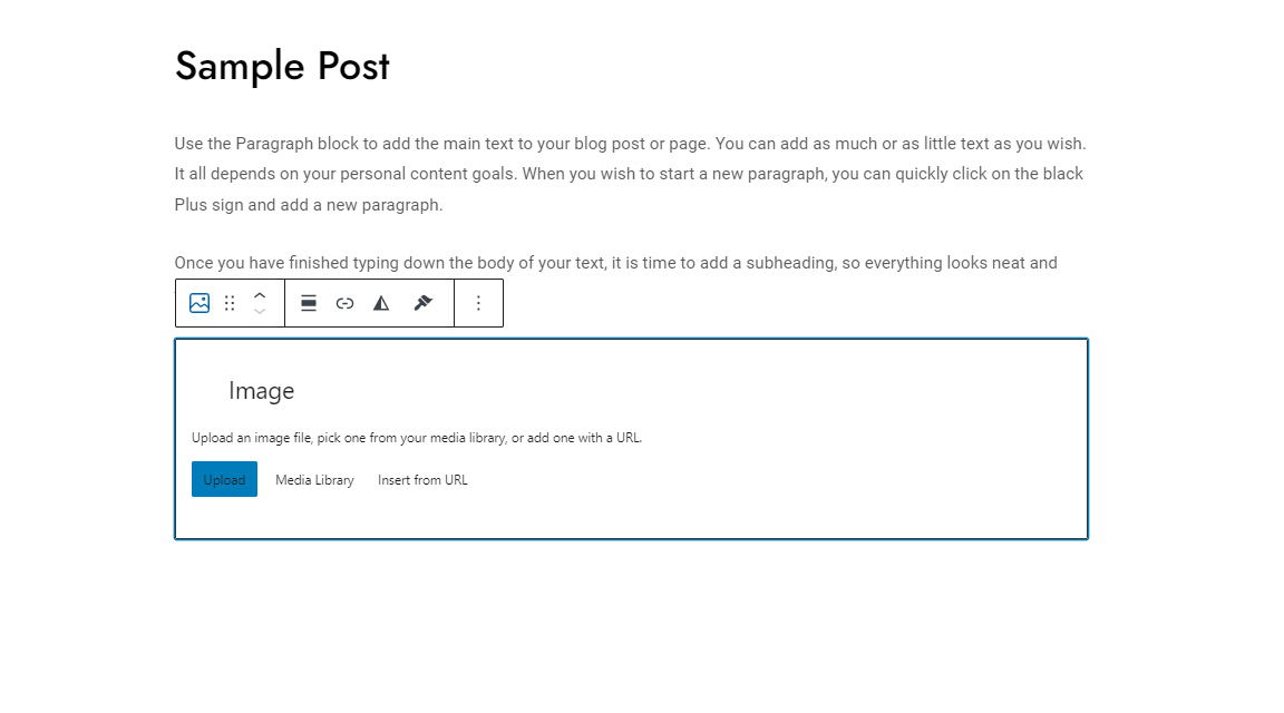 WodPress Gutenberg Block Editor insert image