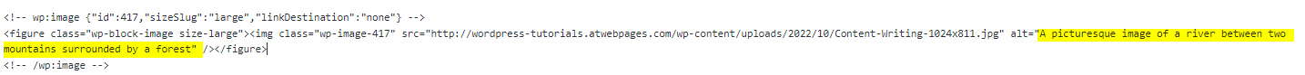 WordPress Add Alt Text in Code Snippet