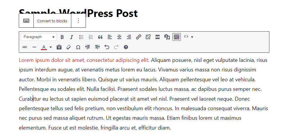 WordPress Block Editor Text Color