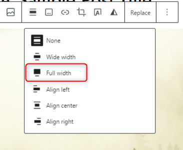 WordPress Gutenberg BLock Editor Full-Width Alignment button