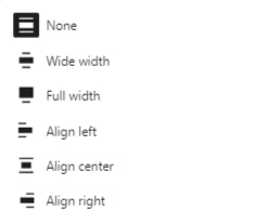 WordPress Gutenberg BLock Editor Full-Width Alignment menu