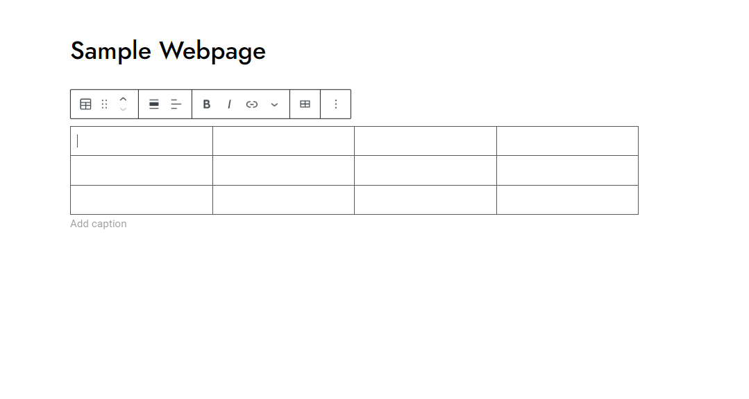 WordPress Gutenberg Block Editor Table Layout