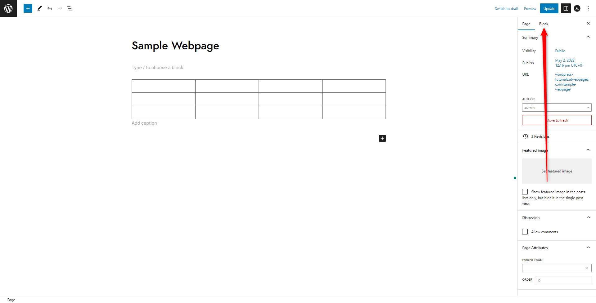 WordPress Gutenberg Block Editor Sidebar Block Settings