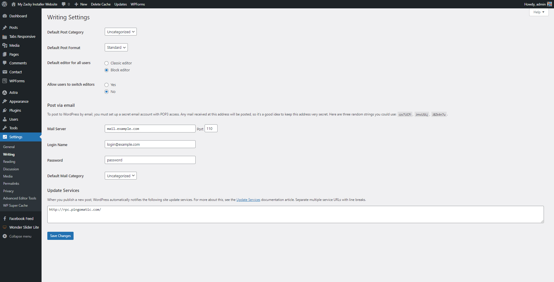 WordPress Gutenberg Settings