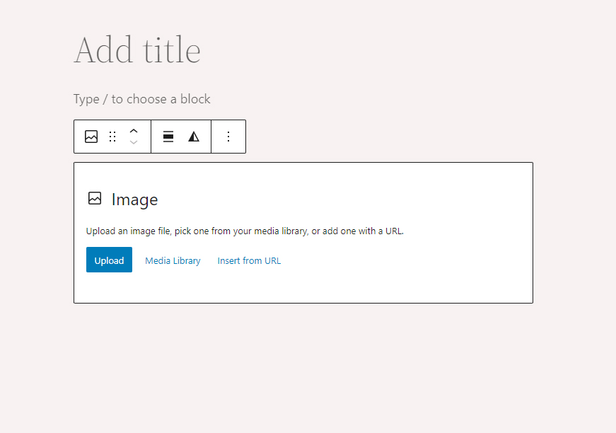 WordPress Gutenberg Insert Image Block in Content Area