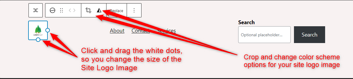 WordPress Gutenberg Add Site Logo Edit Image