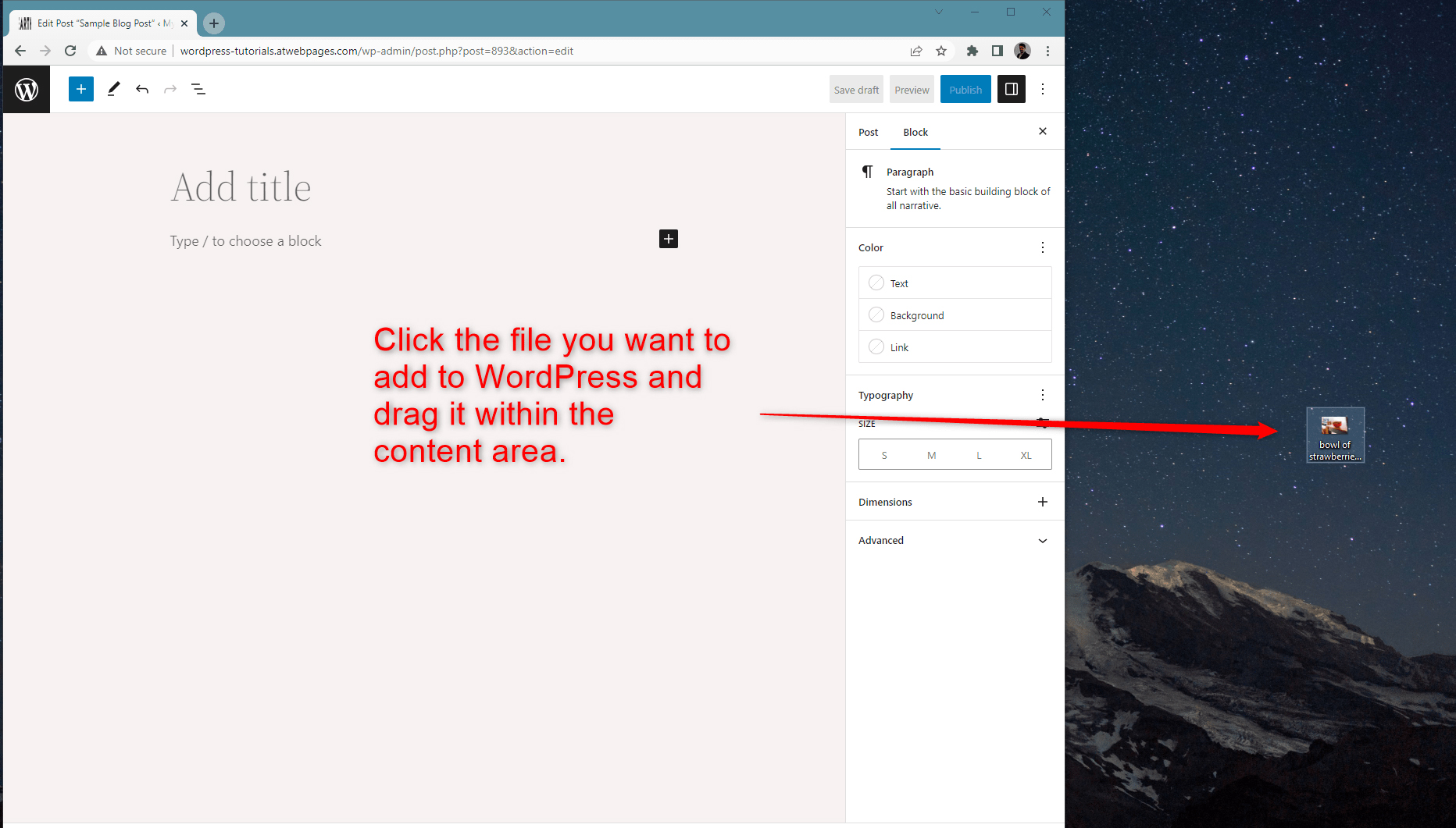 WordPress Gutenberg Drag an Image to Content Area